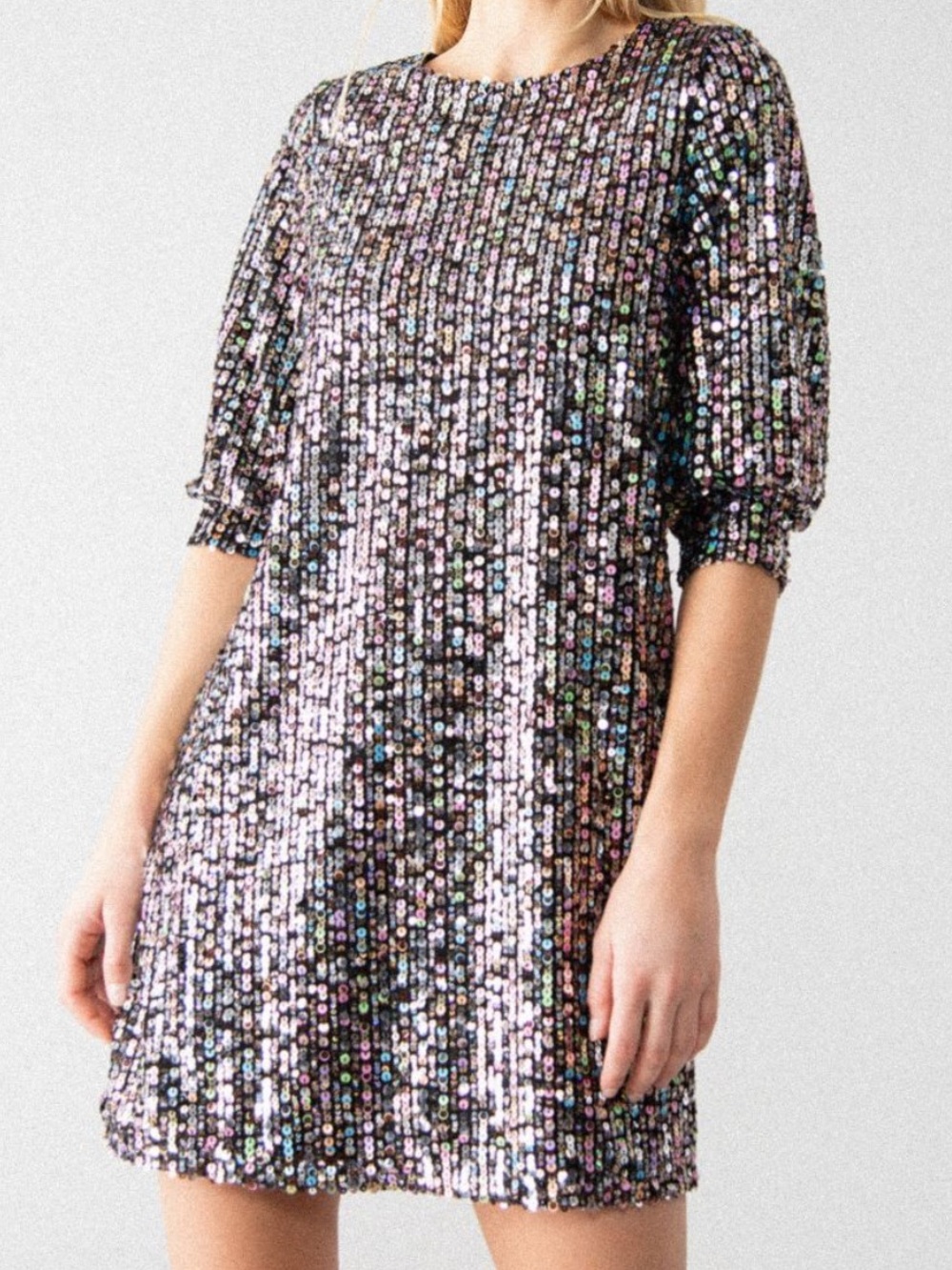 Zara Iridescent Multicolor Sequined Shift Dress Size Medium
